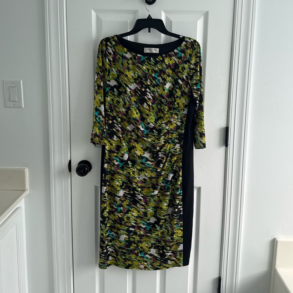 Kasper Green Multicolor Abstract Print Dress